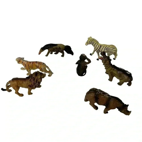 VINTAGE 1970s? HANDMADE HAND-PAINTED AFRICAN CLAY SAFARI ANIMAL FIGURINES SET - Picture 14 of 15